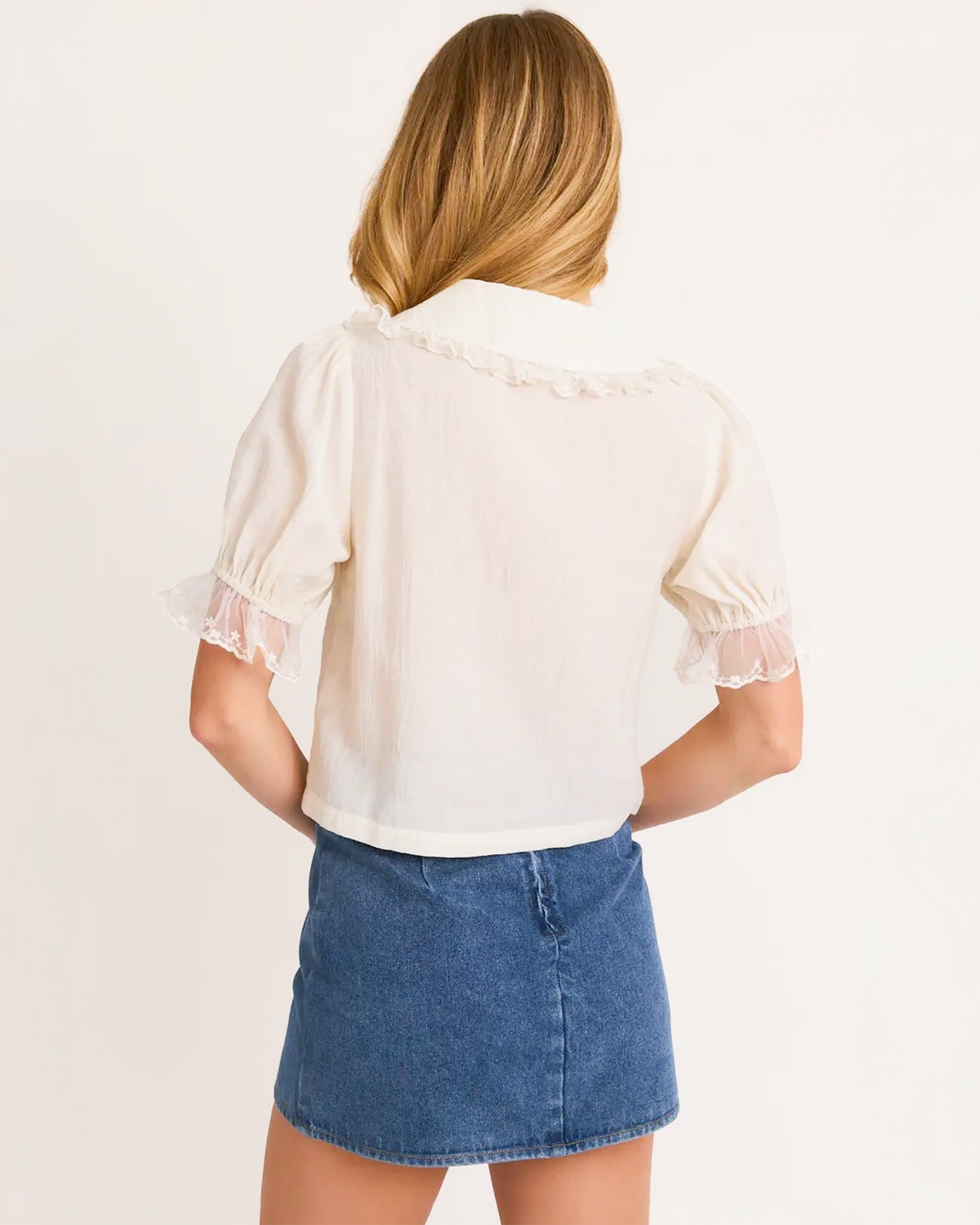 Julie Lace Trim Detail Collared Blouse