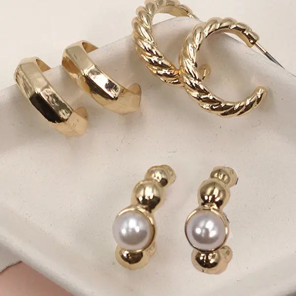 Trio Hoop Mini Huggie Earrings