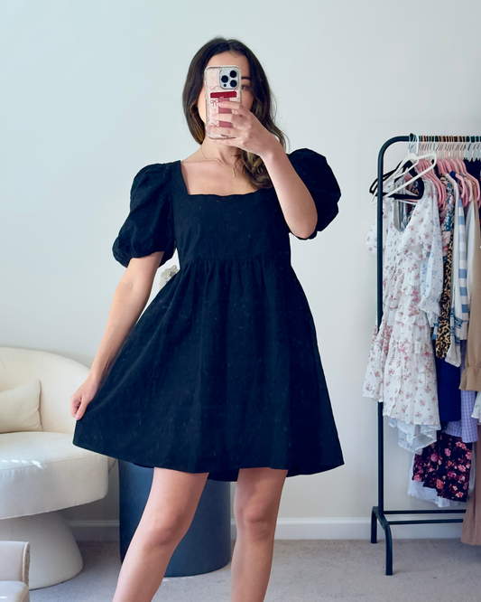 s | new with tags altar'd state black puff sleeve mini dress