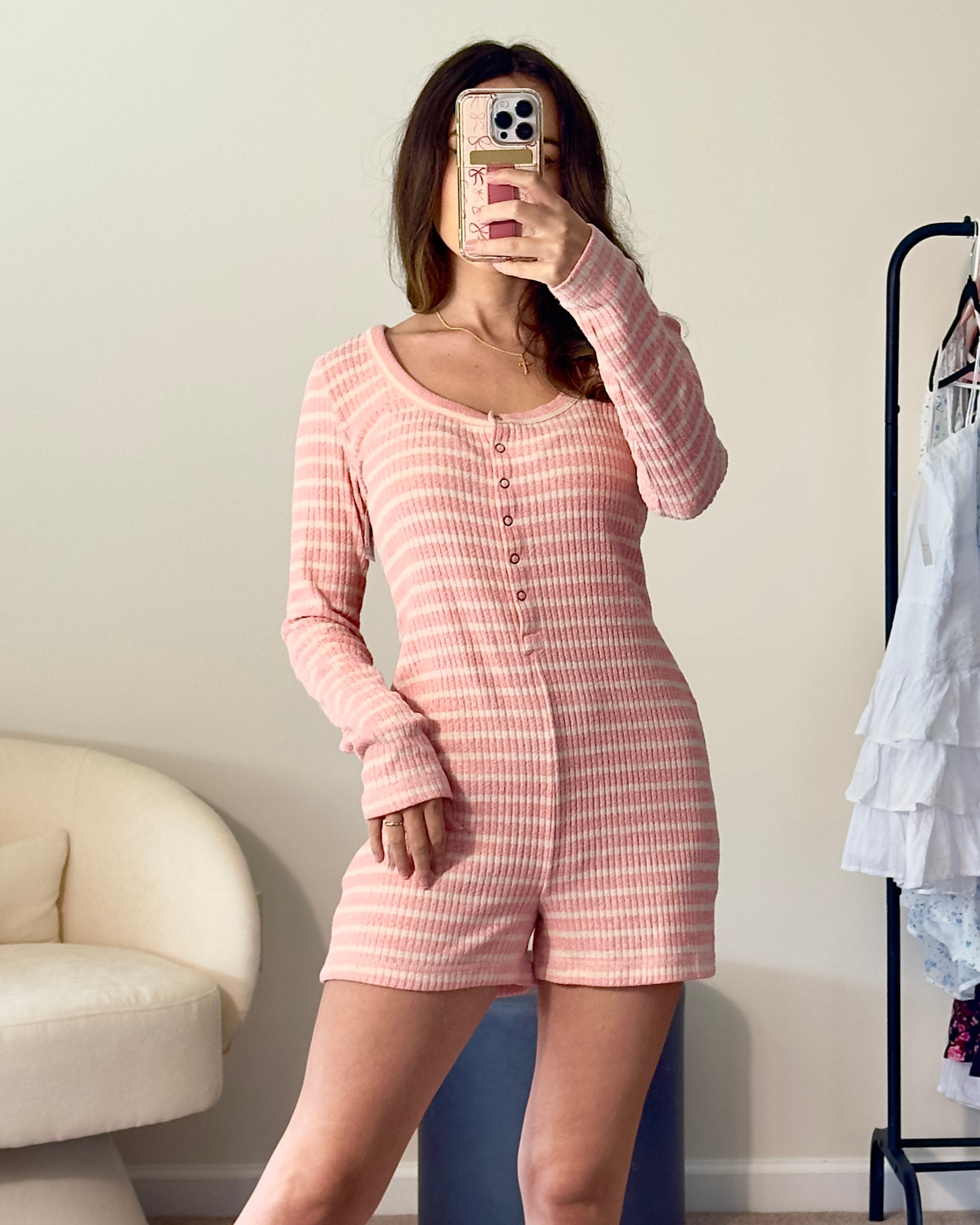 m | aerie ribbed striped sleep onesie