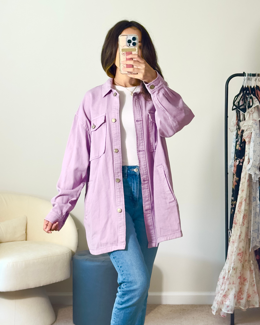 s | new with tags h&m oversized purple shacket