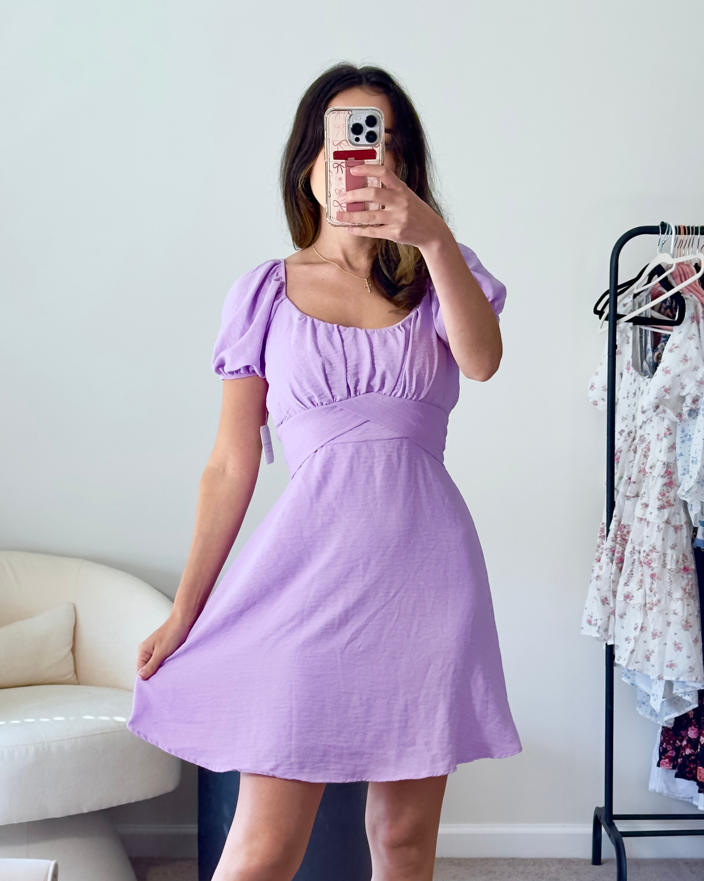 m | new with tags altar'd state lilac bow tie back dress