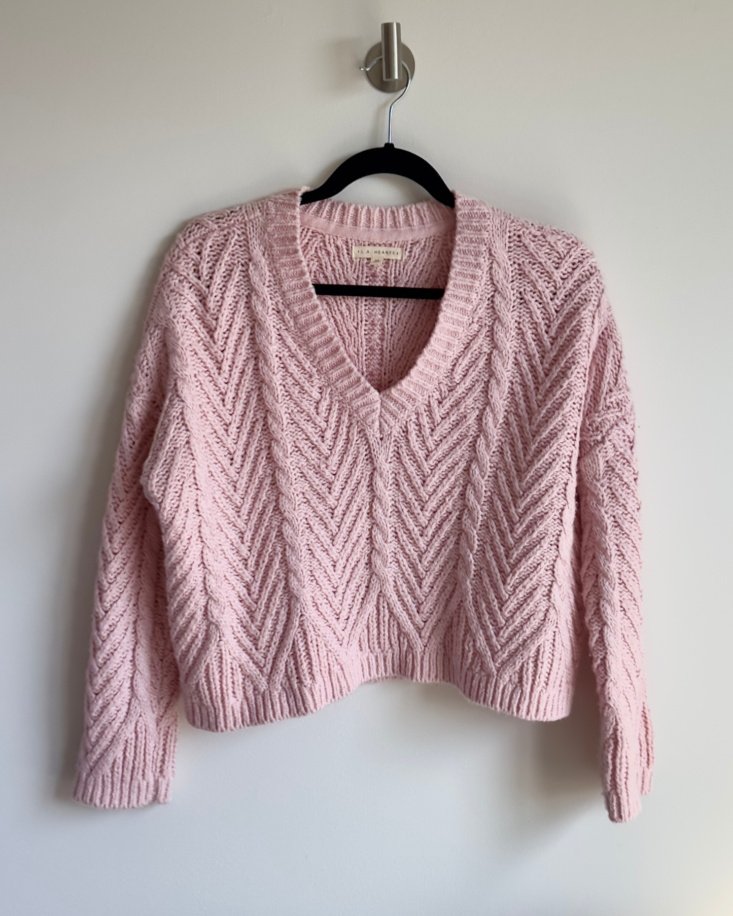 XS | pacsun pretty in pink cable knit sweater