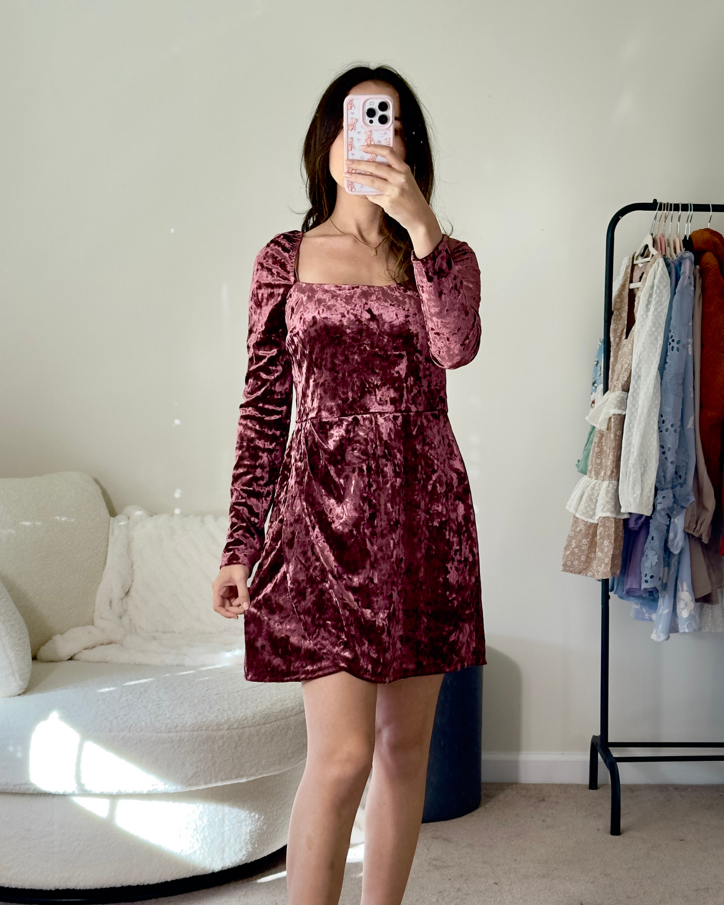 m | new with tags francesca's burgundy velvet dress