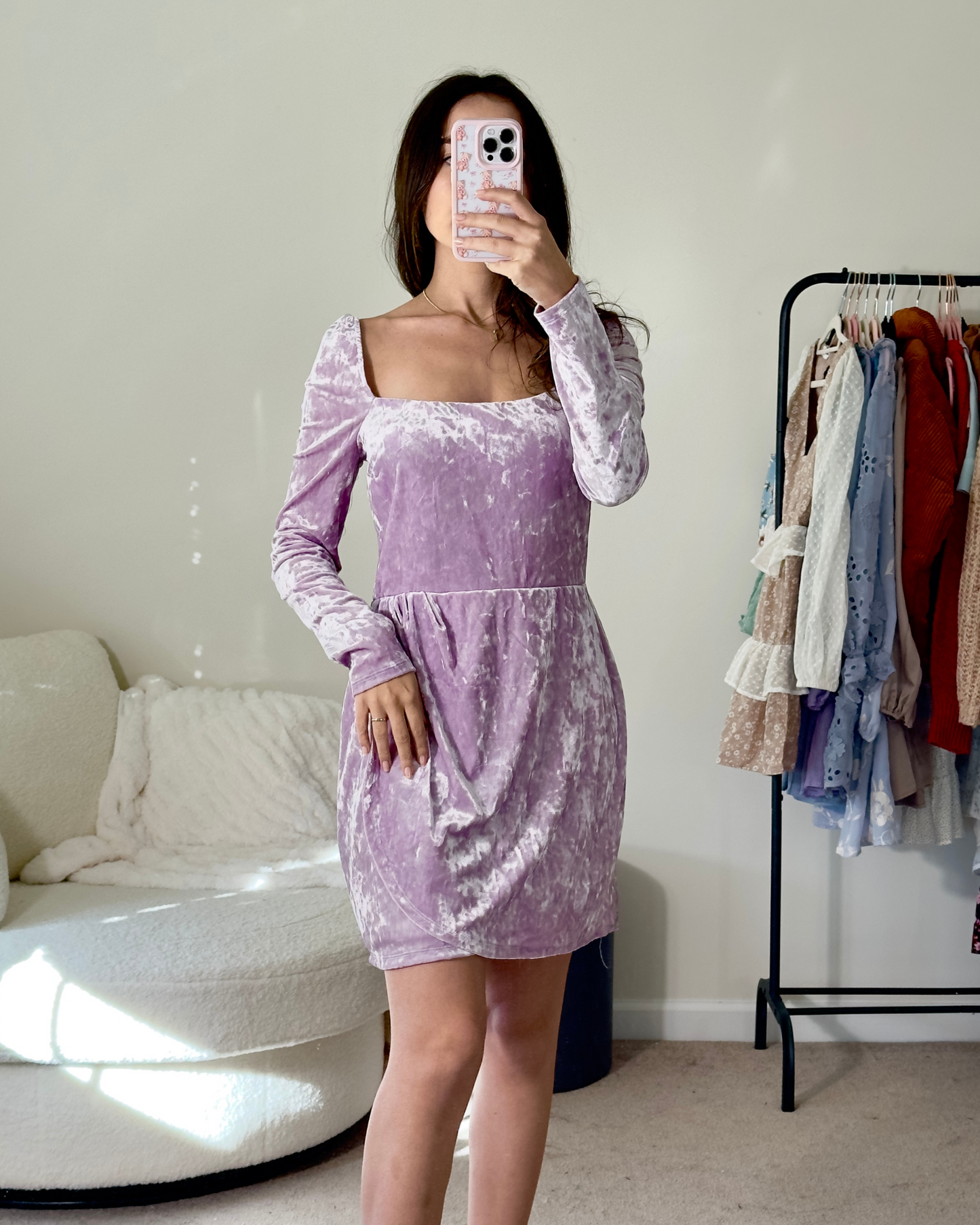 m | new with tags francesca's lavender velvet dress