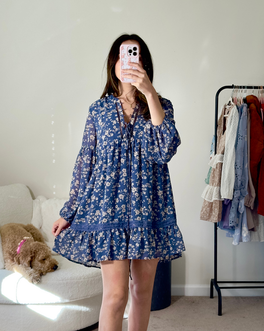 m | floral lace-up forever 21 tiered dress