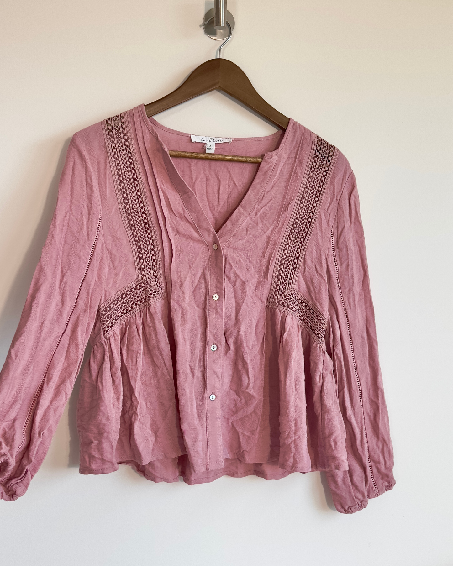 s | mauve button down top