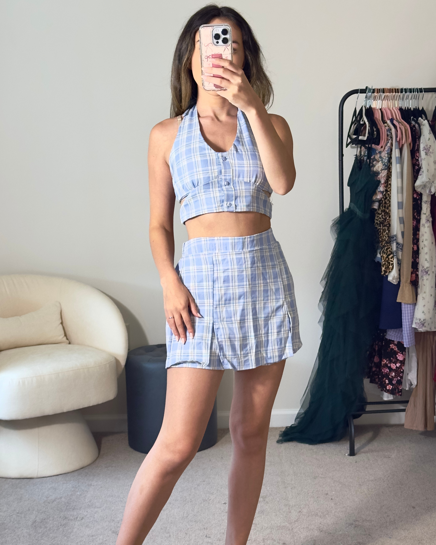 s | new boutique plaid 2 piece skort set