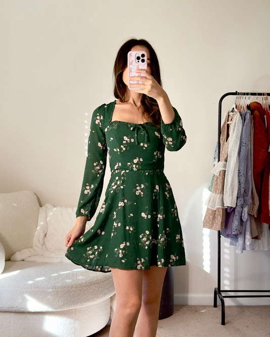 XS | abercrombie & fitch new without tags emerald floral mini dress