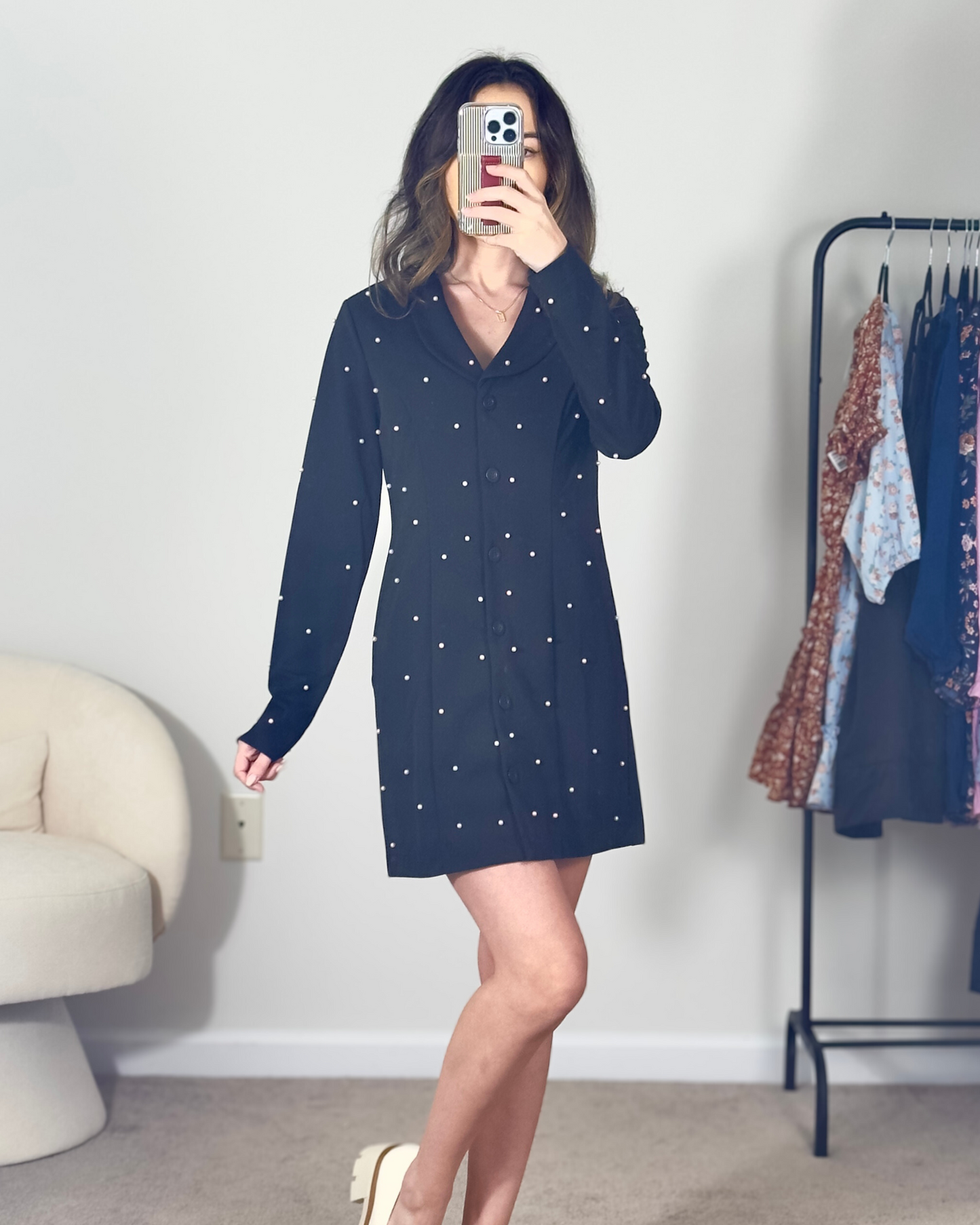 s | new with tags francesca's pearl blazer mini dress