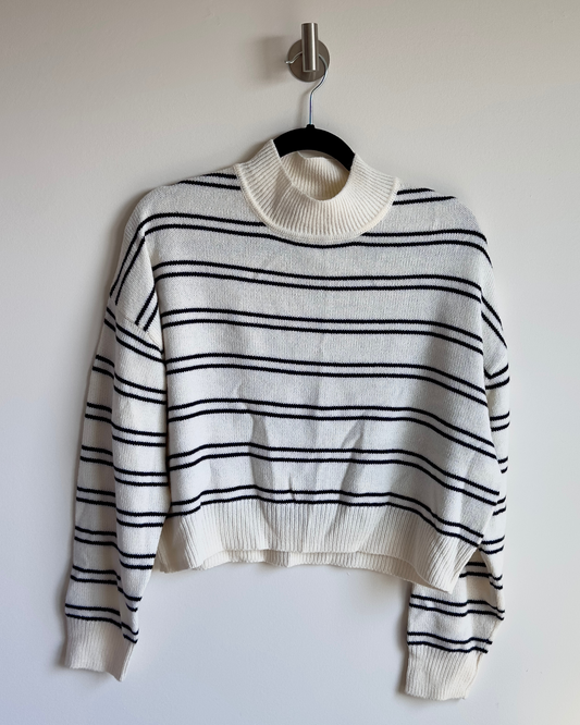 m | h&m striped mock neck sweater