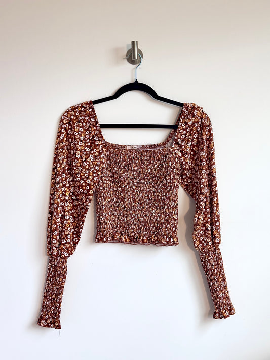 xs | francesca's floral smocked fall blouse