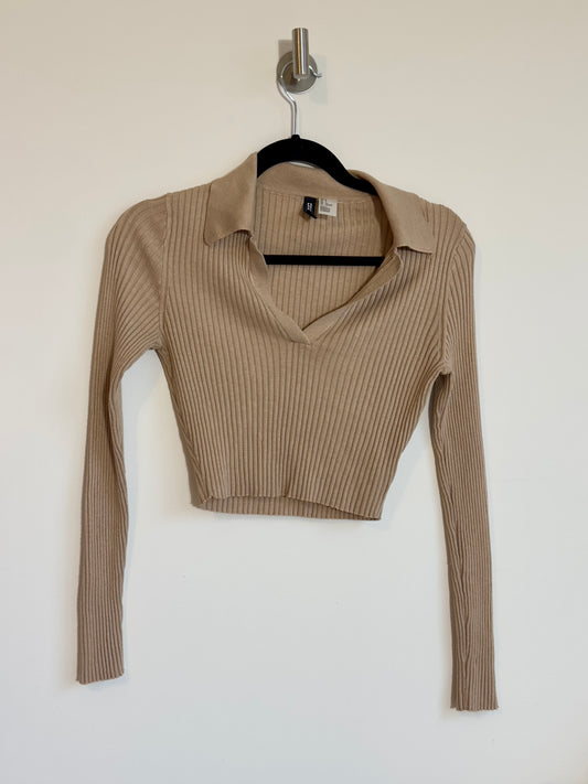 s | h&m ribbed cozy polo top