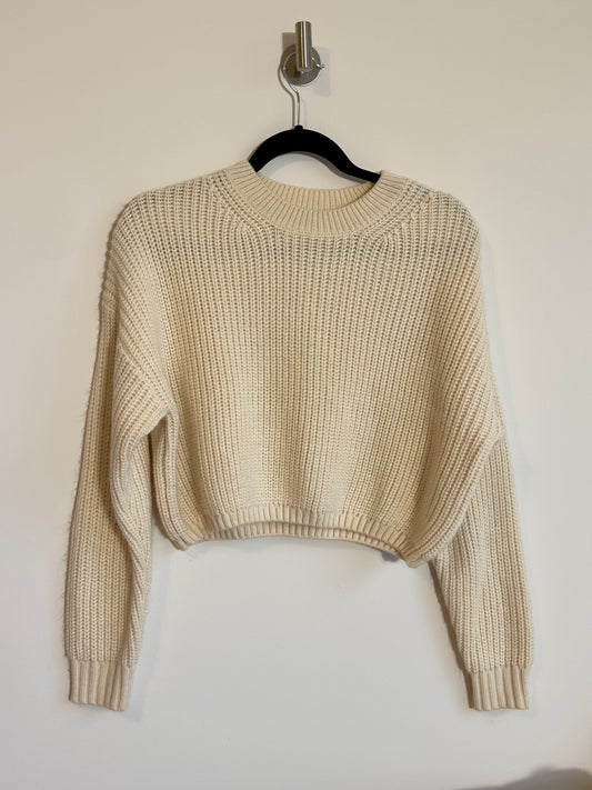 l | neutral boutique drop shoulder cream cropped sweater