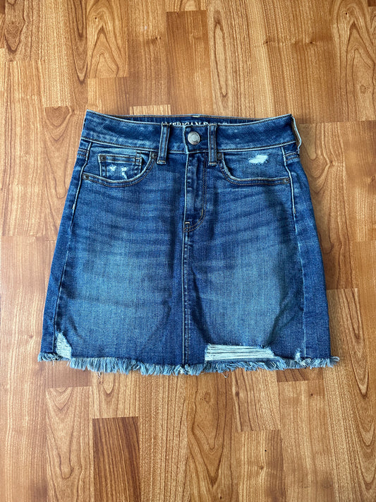 00 | american eagle distressed denim mini skirt