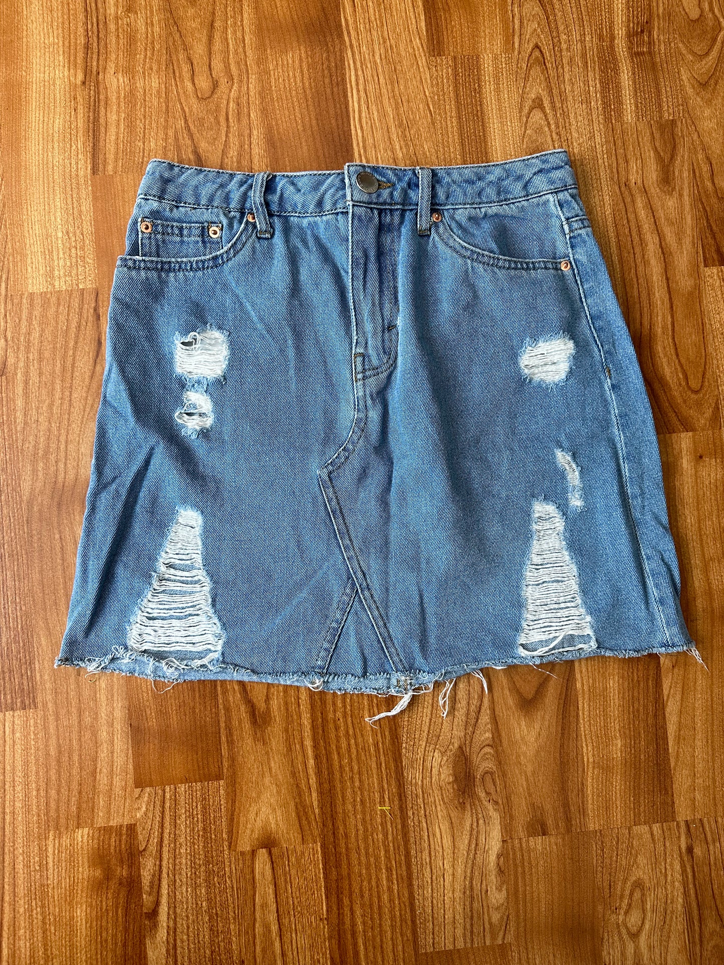 size 2 | h&m distressed denim skirt