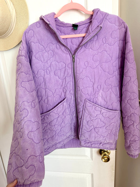 m | purple quilted zip up jacket