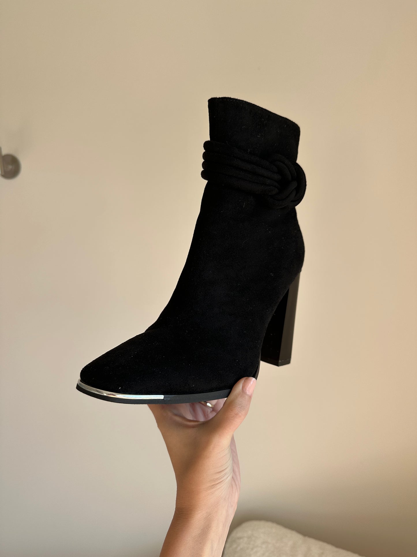 6.5 | lulu's black suede steel toe heels