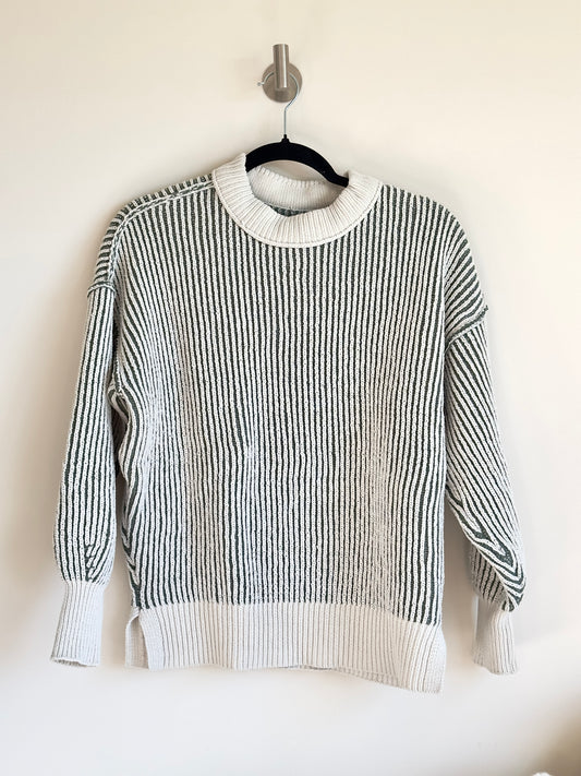 xxs | aerie olive striped pullover sweater chenille (fits upto small)