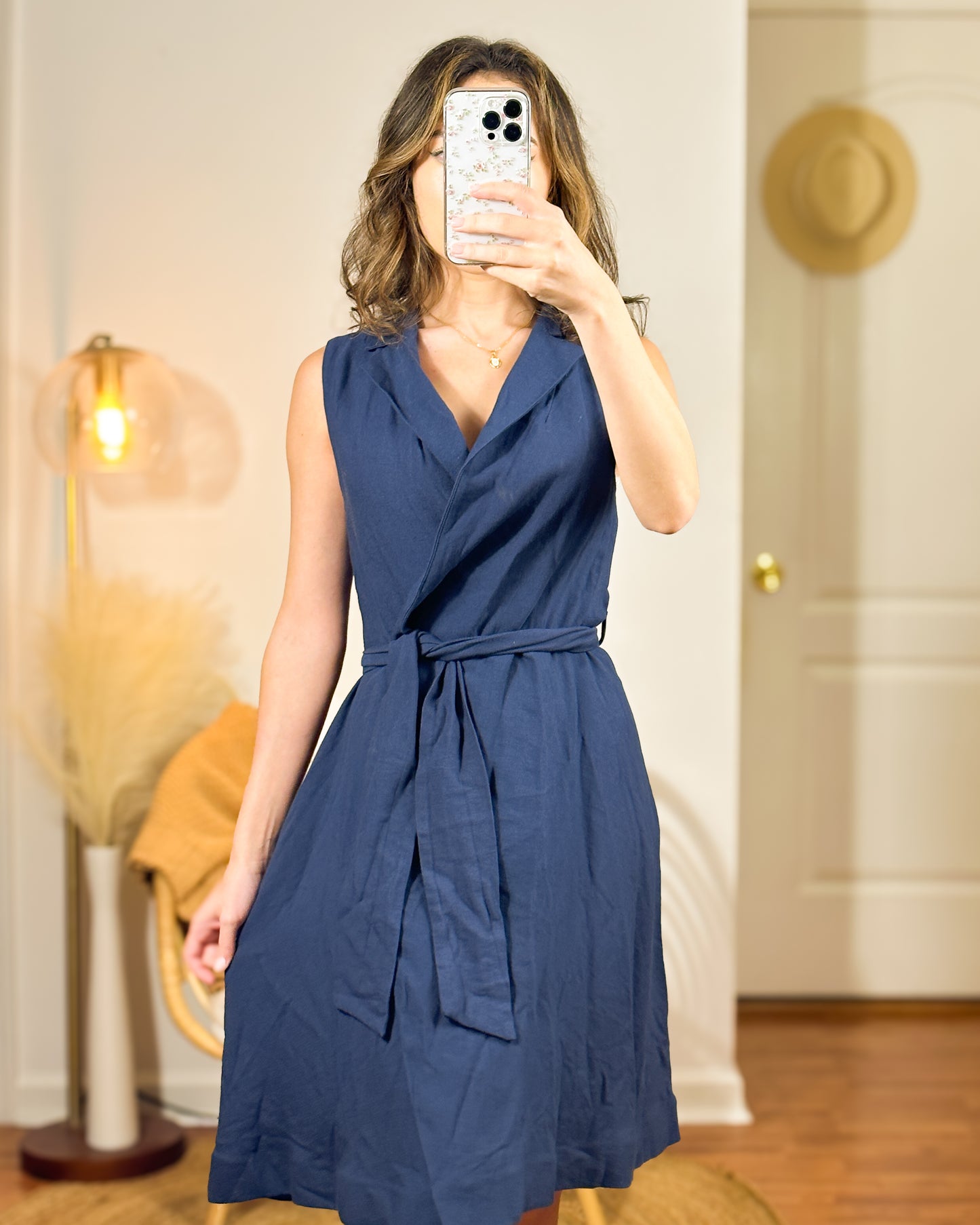 xs / small | anthropologie belted wrap midi dress