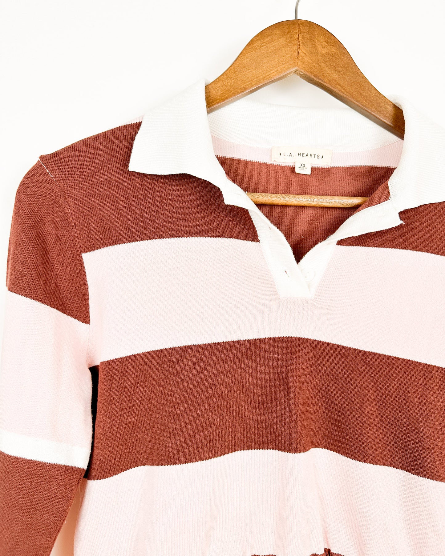 xs | pacsun pink & brown cropped polo