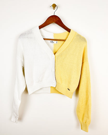 xs | yellow & white hollister cardigan