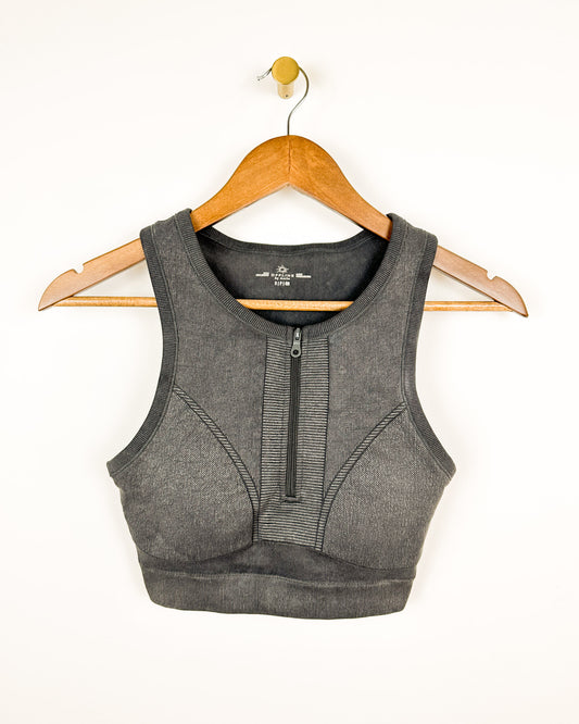 s | aerie padded zip up sports bra