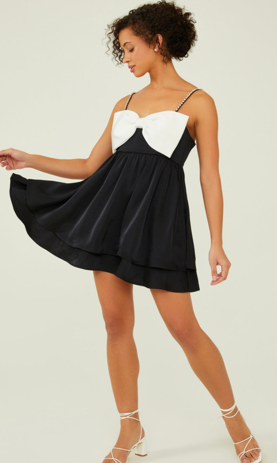 xl | new with tags altar'd state satin bow black & white dress