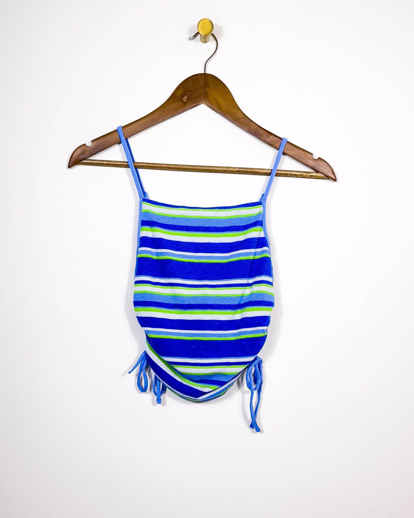 xs | aerie ruched sides ribbed striped tank