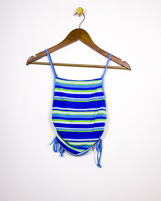 xs | aerie ruched sides ribbed striped tank