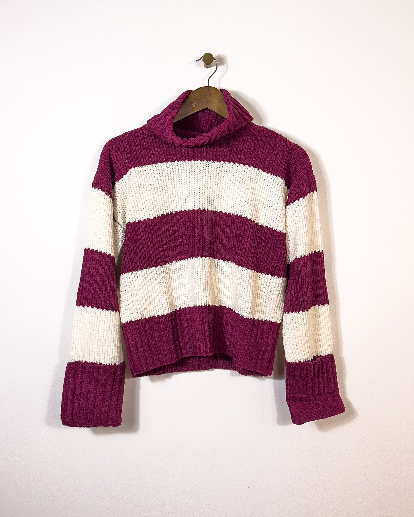 s & m | new with tags raspberry striped turtleneck