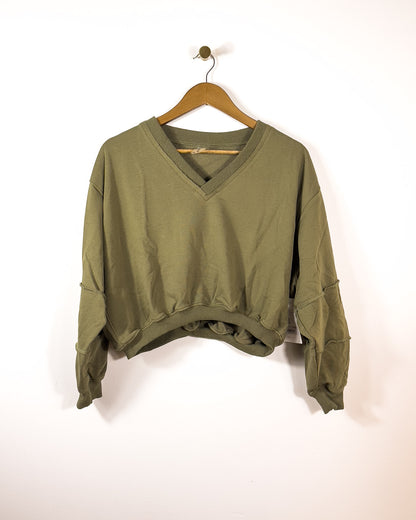 xs, s, xl | new with tags altar'd state drop shoulder lounge top in smokey olive