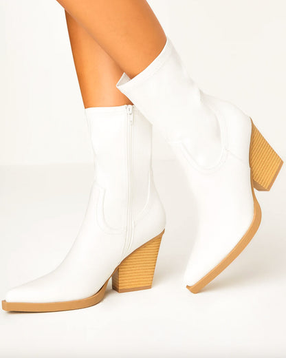 6, 6.5, 7 | lulu's new with box white pointed toe mid calf boots