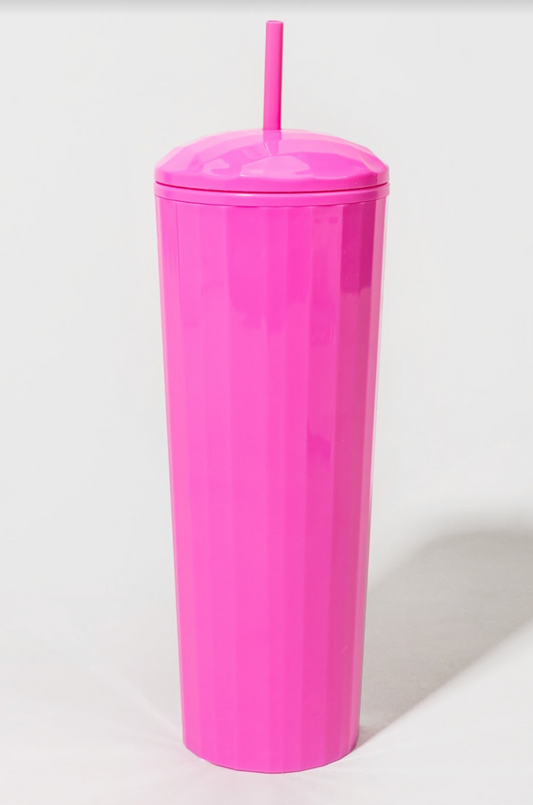 new in box | francesca's milky hot pink faceted tumbler