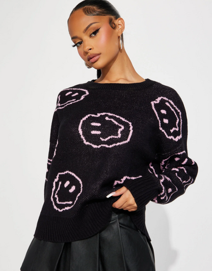 s & m | new with tag's black and pink smiley sweater