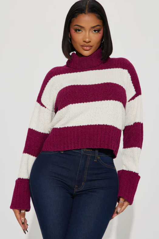 s & m | new with tags raspberry striped turtleneck