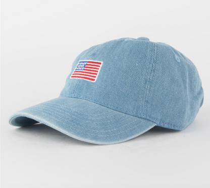 os | denim dad cap american flag