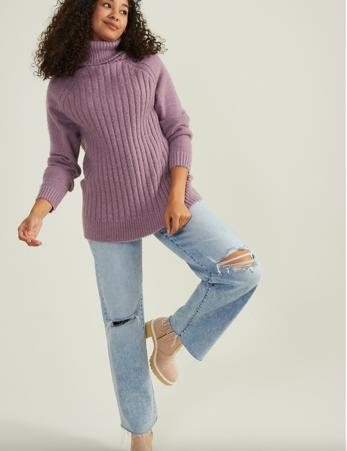 xs & s | new with tag's altar'd state ribbed lavender turtleneck sweater