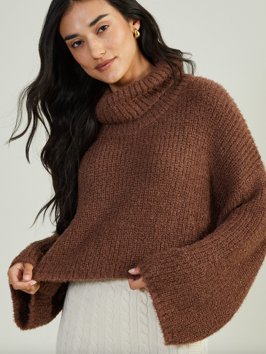 xs & medium | new with tags altar'd state brown cozy cowl neck sweater