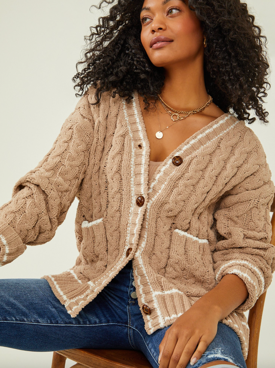 xs & s | new with tags altar'd state cable knit button down cardigan