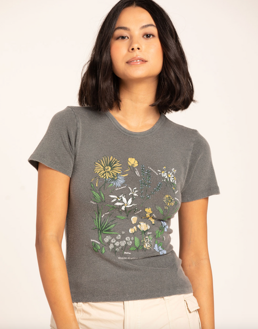 xs | new with tags urban outfitters graphic floral tee - intentionally distressed