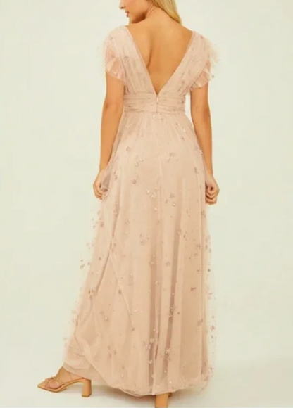 xs, s | new with tags altar'd state shimmery glitter tulle maxi dress