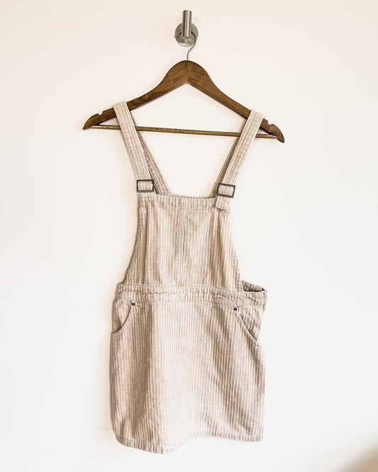 s | forever 21 beige ribbed corduroy overall dress