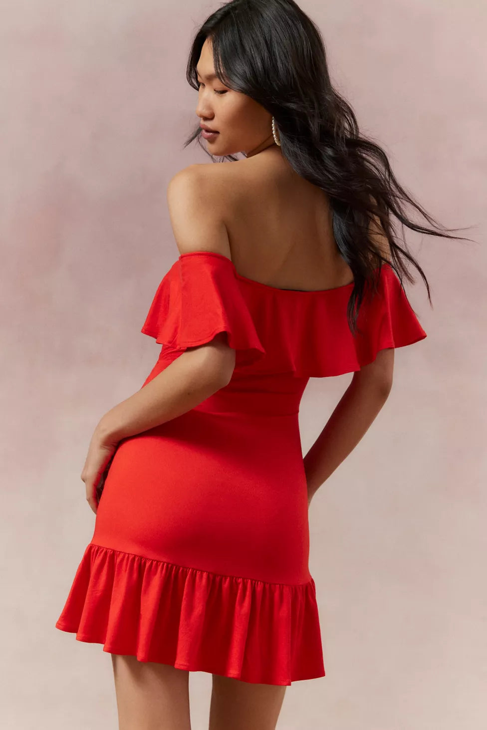 m & l | new with tags urban outfitter's off the shoulder ruffle red mini dress